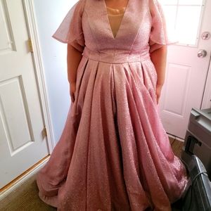 Custom-made Glitter pink ball gown/prom dress size 20/22.